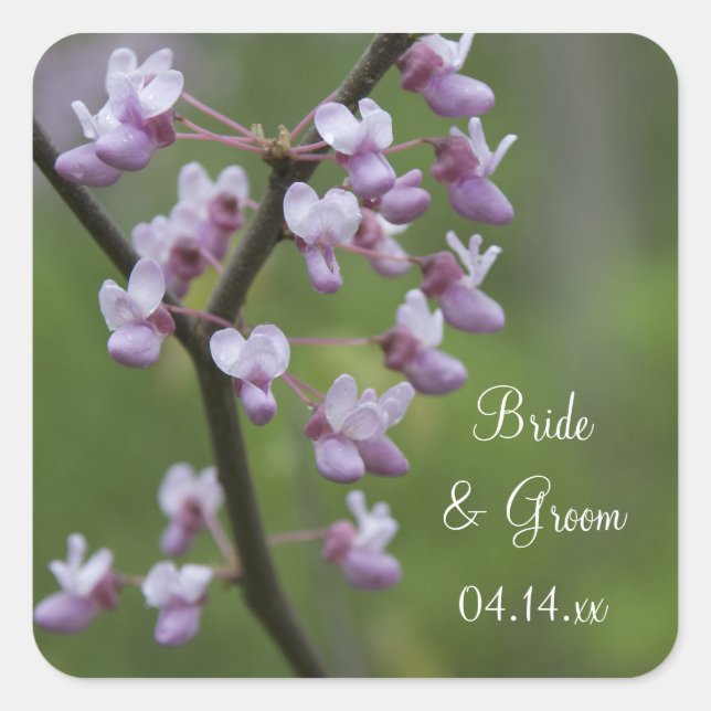 Sticker Carré Phoques d'enveloppe de Mariage de floraison (Devant)