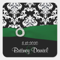 Phoques d'enveloppe Mariage damassé vert et noir