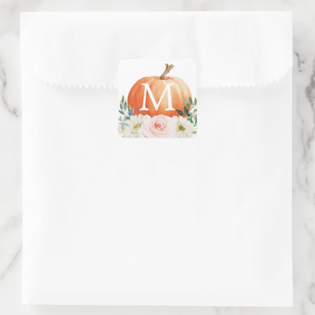 Sticker Carré Phoques d'enveloppes Citrouilles Monogram Fall (Sac)