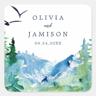 Sticker Carré Phoques d'enveloppes de mariage Rocky Mountain Des