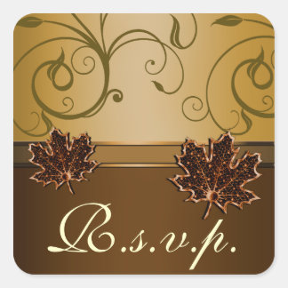 Sticker Carré Phoques Mariages de automne Brown au chocolat à fe