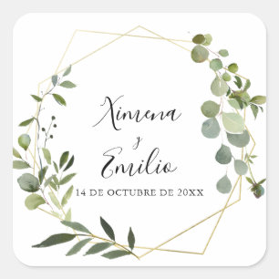 Sticker Carré Phoques Mariages espagnols Tropical Green Gold