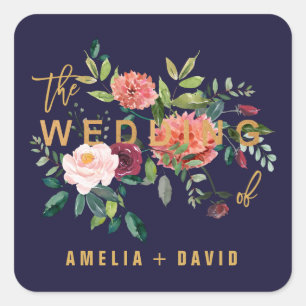 Sticker Carré Phoques Mariages floraux d'automne