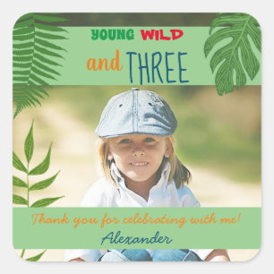 Sticker Carré Photo 3e anniversaire Merci