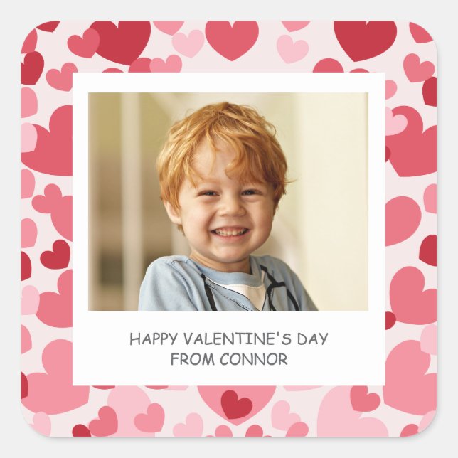 Sticker Carré Photo Classroom Valentine Personalized (Devant)