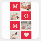 Sticker Carré Photo Collage Moderne & Best Mom Ever Cadeau (Devant)