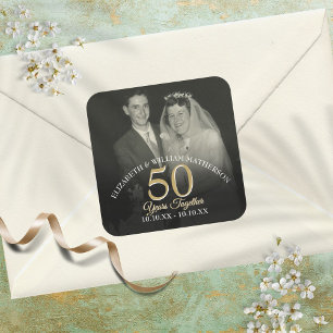 Sticker Carré Photo d'anniversaire de mariage de n'importe quell