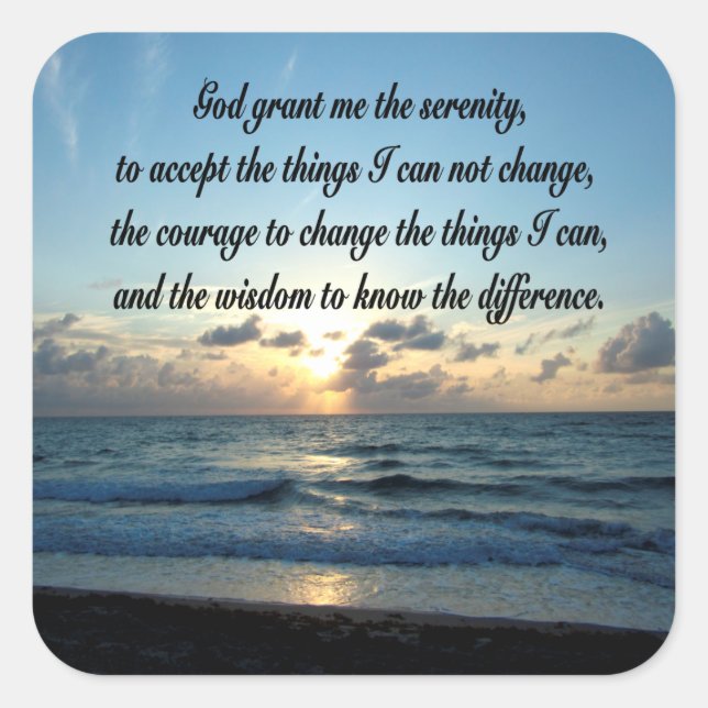 STICKER CARRÉ PHOTO DE BEAUTIFUL SERENITY PRAYER OCEAN (Devant)