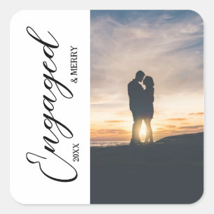 Sticker Carré Photo de couple fiancé et joyeux
