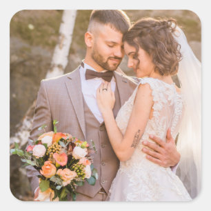 Sticker Carré Photo de couple personnalisé sur mesure