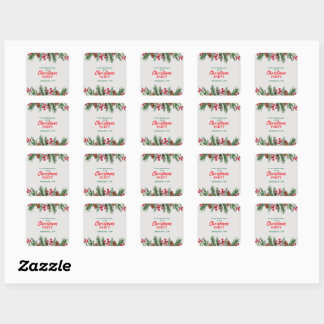 Sticker Carré Photo de famille vintage vert et rouge pour la fêt