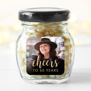 Sticker Carré Photo de fête d'anniversaire 60 ans Tchin-tchin