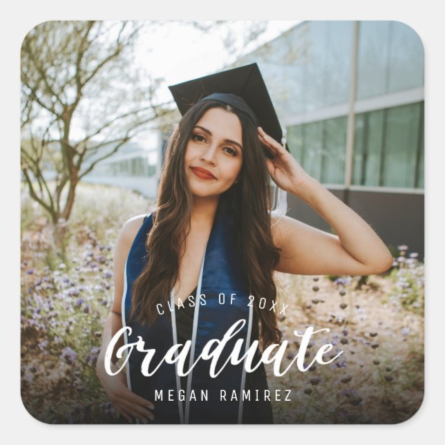 Sticker Carré Photo de fin d'études secondaires (Devant)