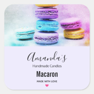 Sticker Carré Photo de la bougie colorée Macarons