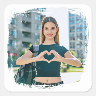 Sticker Carré Photo de la frontière moderne Grunge