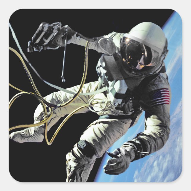 Sticker Carré Photo de la première sortie dans l'espace d'un ast (Devant)