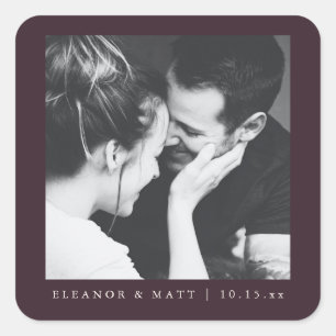 Sticker Carré Photo de mariage minimaliste en noir et blanc avec