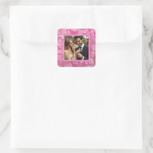 Sticker Carré Photo de mariage personnalisée Fleurs roses
