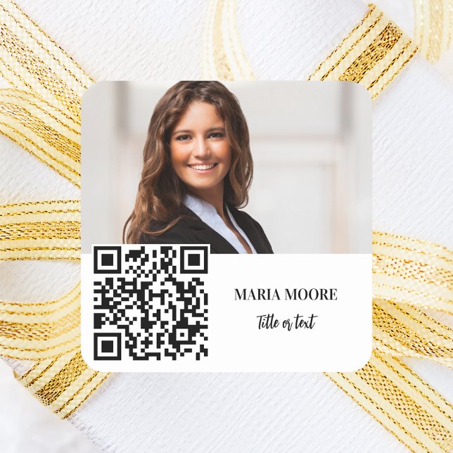 Sticker Carré Photo de marque couleur QR code entreprise (Créateur téléchargé)