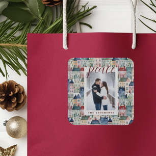 Sticker Carré Photo de Noël Maisons colorées Vacances