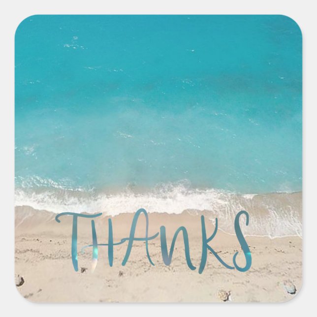 Sticker Carré Photo de plage Merci (Devant)