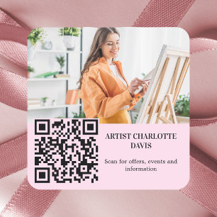 Sticker Carré Photo designer QR code entreprise