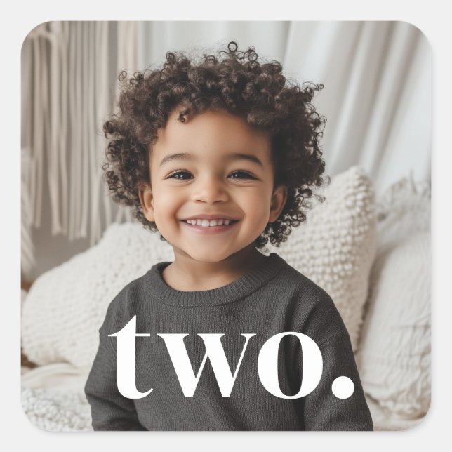 Sticker Carré Photo du 2e anniversaire - deux (Devant)
