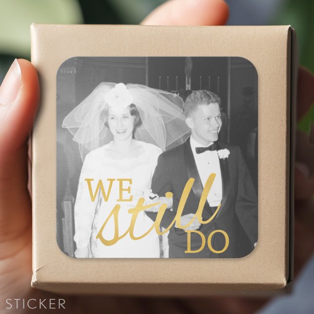 Sticker Carré Photo du 50e anniversaire du Mariage - Nous le fai (Custom Sticker)