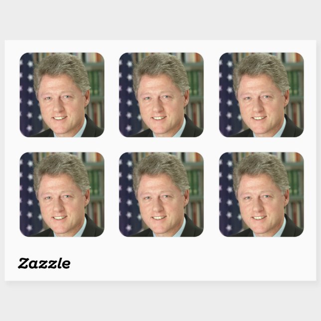 Sticker Carré Photo du président Bill Clinton à la Maison Blanch (Feuille)