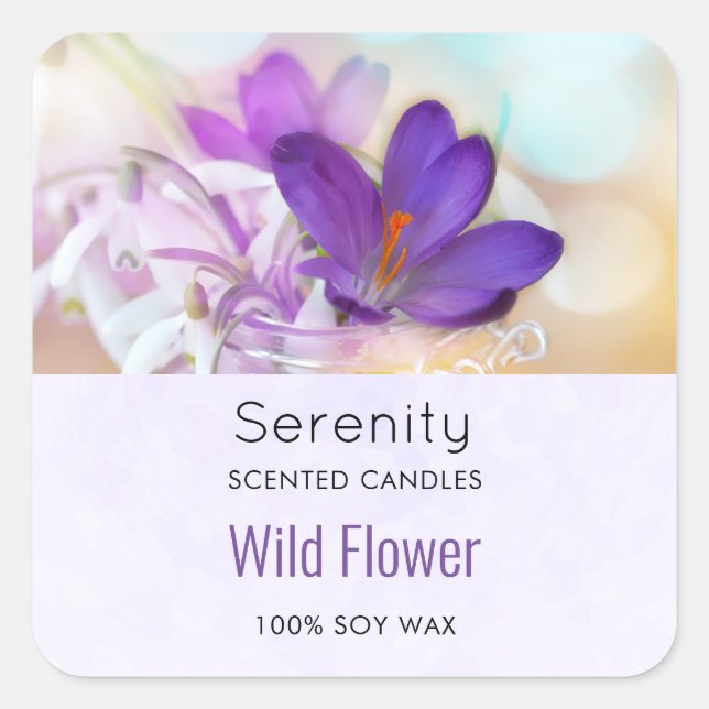 Sticker Carré Photo d'une jolie bougie de crocus de printemps vi (Devant)