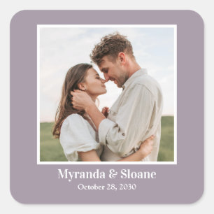 Sticker Carré Photo Engagement Party Purple