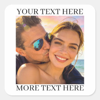 Sticker Carré Photo et texte personnalisés