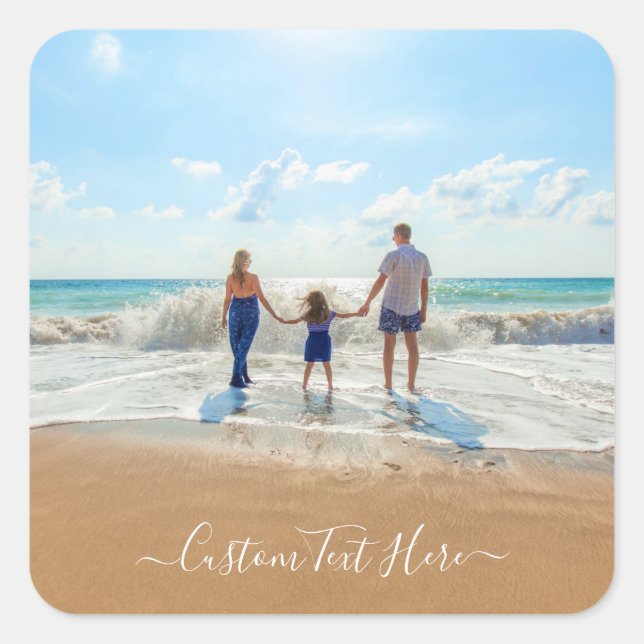 Sticker Carré Photo et texte personnalisés - Unique votre propre (Devant)