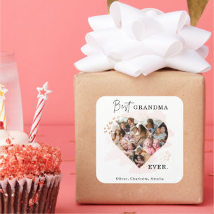 Sticker Carré Photo Family Best Grandma Ever Heart Shape 8