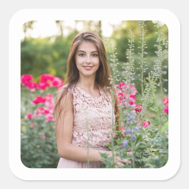 Sticker Carré Photo frontière blanche (Devant)