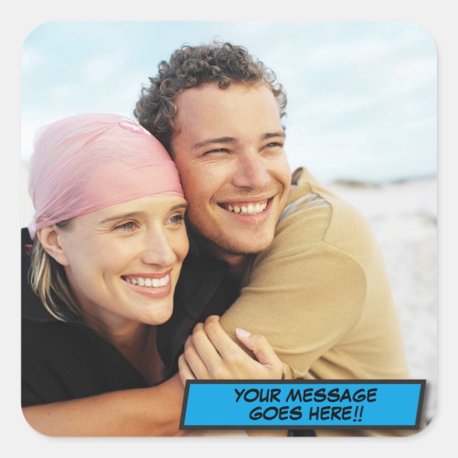 Sticker Carré Photo Fun Personnalisé Moderne (Devant)