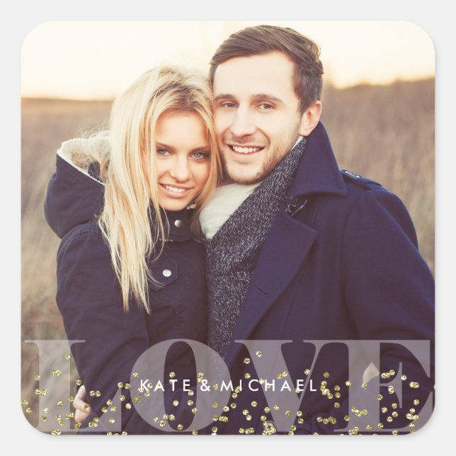 Sticker Carré Photo Love and Sparkles (Devant)