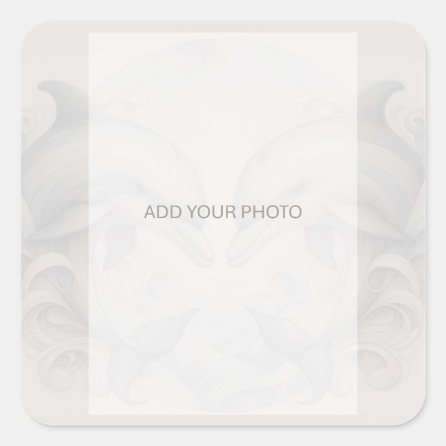 Sticker Carré Photo Mariage dauphin (Devant)