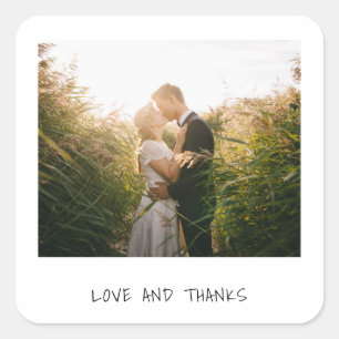 Sticker Carré Photo minimaliste de mariage simple avec amour et 