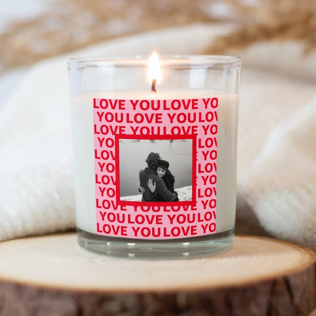 Sticker Carré Photo moderne | Red & Pink Love You Valentines Cad (Créateur téléchargé)