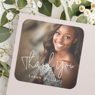 Sticker Carré Photo moderne script graduation merci