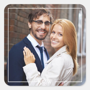 Sticker Carré Photo Monogramme moderne