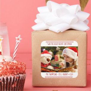 Sticker Carré Photo Noël Nom de famille