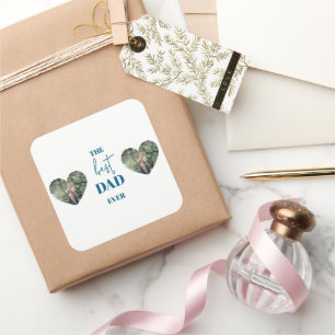 Sticker Carré Photo Papa & Enfant - Cadre Coeur Meilleur Papa Ja