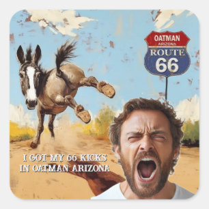 Sticker Carré Photo personnalisé de la Route 66 d'Oatman