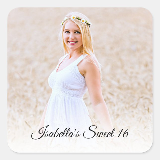 Sticker Carré Photo personnalisé Sweet Sixteen (Devant)