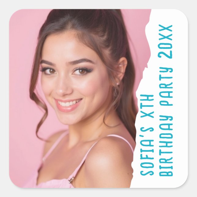 Sticker Carré Photo personnalisée Année Anniversaire Fête N'impo (Devant)