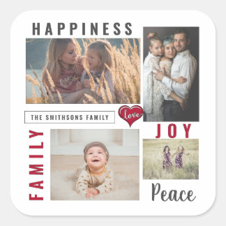 Sticker Carré Photo personnalisée Collage Amour Joie Famille