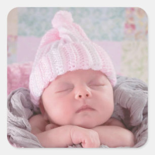Sticker Carré Photo personnalisée de bébé