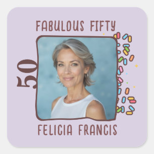 Sticker Carré Photo personnalisée Fabuleux Cinquante Anniversair